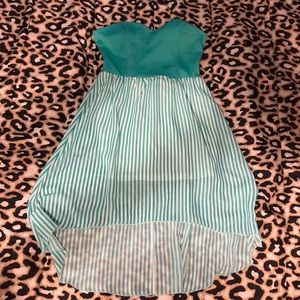 Teal high low dress